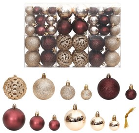 vidaXL Enfeites de Natal 100 pcs 3 / 4 / 6 cm champanhe e castanho