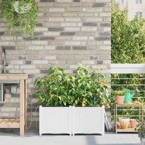 Jardineiras vidaXL com sistema de irrigação por água 2 pcs Branco