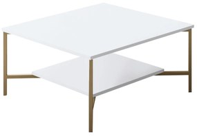 Mesa de Centro Gold Line – Branco/Preto – 80x80x40 cm