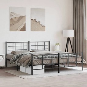 Estrutura de cama sem colchão com pés 180x200 cm preto