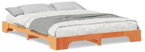 Estrutura de cama de chão Castanho 160 x 210 cm Madeira maciça