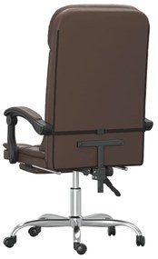 Cadeira escritório massagens reclinável couro artif. castanho