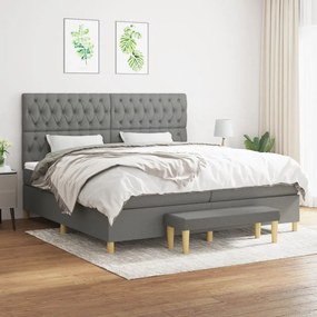 vidaXL Cama com molas/colchão 200x200 cm tecido cinzento-escuro