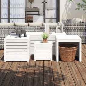 vidaXL 4 pcs conjunto de caixas de jardim pinho maciço branco