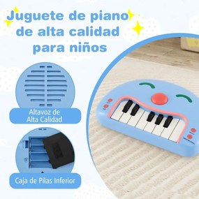 Teclado de 13 teclas para crianças Piano interativo com botões sorridentes e luzes Instrumento educativo portátil para maiores de 3 anos Azul
