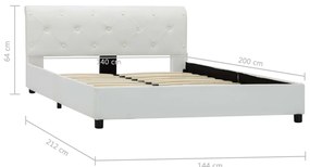 Estrutura de cama 140x200 cm couro artificial branco