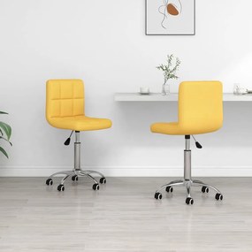 vidaXL Cadeiras de jantar giratórias 2 pcs tecido amarelo mostarda