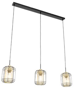 Candeeiro suspenso de design preto com 3 luzes alongadas douradas - Gaze Design