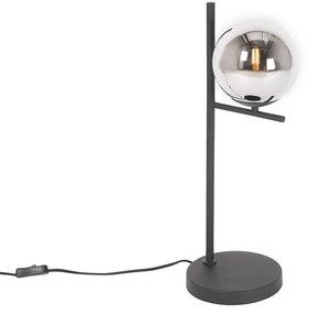 Candeeiro de mesa Art Deco preto e vidro fumê - Flore