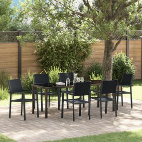 vidaXL Conjunto de Jantar de Jardim 7 Peças Preto em Polirattan