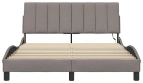 Cama sem colchão 140x190 cm tecido castanho-acinzentado