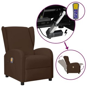 vidaXL Poltrona reclinável elevatória massagens couro art. castanho