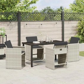Conjunto de Jantar de Jardim com 5 peças e almofadas cinza claro de ra
