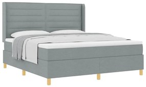 Cama com Estrado e Colchão Cinza Claro 180 x 200 cm Tecido