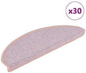 vidaXL Tapetes escada adesivos aspeto sisal 30pcs 65x21x4cm cor rosa