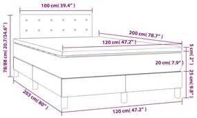 Cama box spring colchão/LED 120x200cm tecido cinza-acastanhado