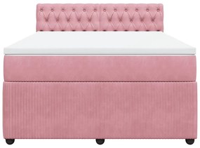 Cama com molas/colchão 160x200 cm veludo rosa
