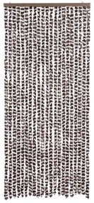 Cortina anti-insetos 90x220 cm chenille castanho e branco