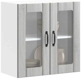 Armário de parede de cozinha porta vidro Lucca cinza sonoma