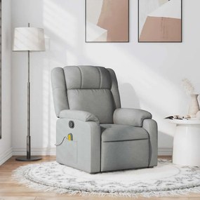 Poltrona de massagens reclinável tecido cinzento-claro
