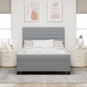 Cama Box Spring com Colchão Cinza Claro 140x200 cm Tecido
