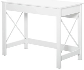 HOMCOM Mesa de escritório multifuncional moderna e minimalista 105x50x76 cm Branco