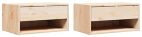 Mesa de Cabeceira Montada na Parede com gaveta 2 pcs Castanho