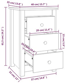 Mesa de cabeceira 40x35x61,5 cm madeira de pinho maciça branco