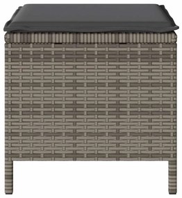 Conjunto de Jantar de Jardim em 3 Peças com Almofadas Cinza em Rattan
