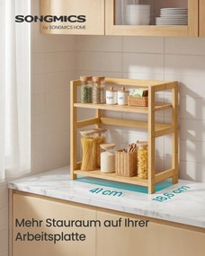 Estante para especiarias 18,6 x 41 x 41 cm com 2 prateleiras em bambu bege natural