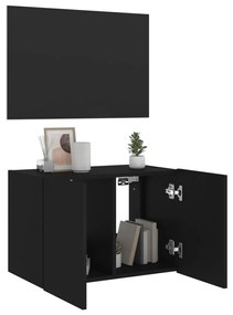 Móvel de parede para TV com luzes LED 60x35x41 cm preto