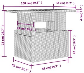 7 pcs conjunto de sofás jardim c/ almofadões vime PE castanho