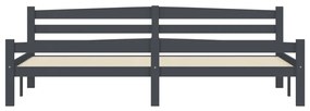 Estrutura de cama 200x200 cm pinho maciço cinzento-escuro