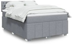 vidaXL Cama com molas/colchão 140x200 cm tecido cinzento-claro