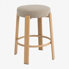 Pack De 2 Bancos Altos 65 Cm Em Tecido Chenille E Ferro Jolie Madeira Natural & Chenille Castanho Trigo - Sklum