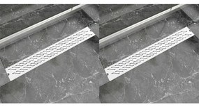 VidaXL Dreno de chuveiro linear 2 pcs onda 830x140 mm aço inoxidável