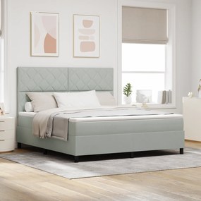 Cama Box Spring vidaXL com Colchão e Luz LED Cinza Claro 180x200 cm Veludo
