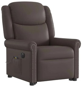 Poltrona reclinável massagens elevatória elétrica couro artif.