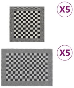vidaXL Conjunto de panos de cozinha 10 pcs algodão preto e branco