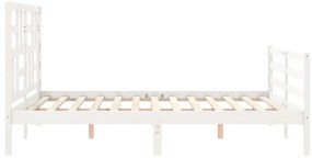 Estrutura de cama com cabeceira 160x200 cm madeira maciça