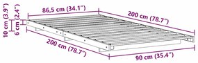 Estrutura de cama de chão Castanho 90 x 200 cm