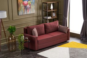 Sofá-Cama de 3 Lugares Ece – Vermelho Claret – 215 x 88 x 90 cm