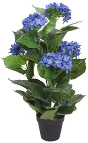 Planta hortênsia artificial com vaso 60 cm azul