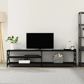 vidaXL Móvel para TV 200x40x50 cm derivados de madeira/metal preto