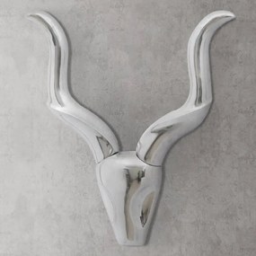 Decoração parede cabeça de gazela alumínio prateado 50 cm