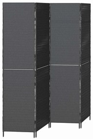 Divisória de Ambiente vidaXL 4 Painéis Dobrável Preto 195x180 cm Polí
