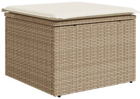 Conjunto de Sofás de Jardim de 6 Peças com Almofadas Bege Polirrattan