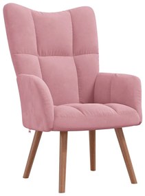 Cadeira de descanso com banco veludo rosa
