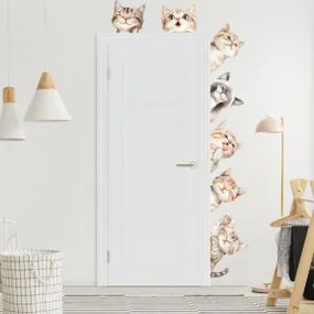Autocolantes de parede - Gatos à volta da porta