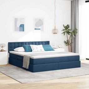 vidaXL Cama com arrumação e colchão com colchão Azul 160 x 200 cm